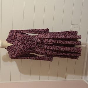 Blue and pink dress with tie waist